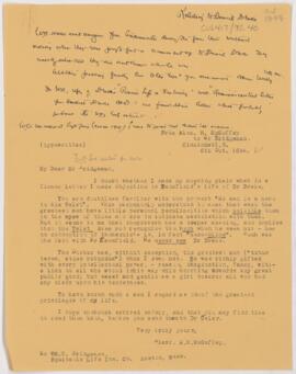 Letter to W.H. Bridgeman (Bridgman?), October 6, 1894