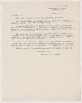 Letter to William Osler, September 4, 1904