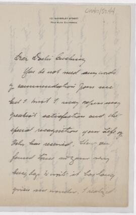 Letter to Harvey Cushing,