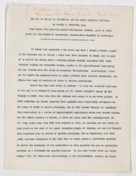 Typewritten paper "The use of curare in anesthesia and for other clinical purposes" by ...