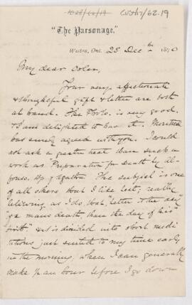 Letter to William Osler, December 25, 1870