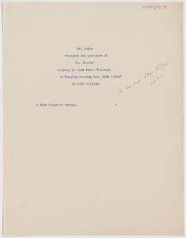 Letter to Henry Barton Jacobs, October 29, 1901