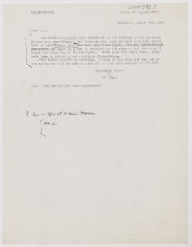 Letter to Henri Amédée Lafleur, March 7, 1896