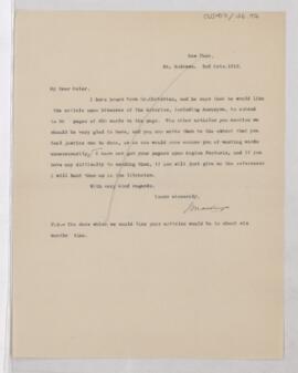 Letter to William Osler, October 3, 1918