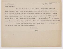 Letter to Campbell Palmer Howard, August 8, 1910