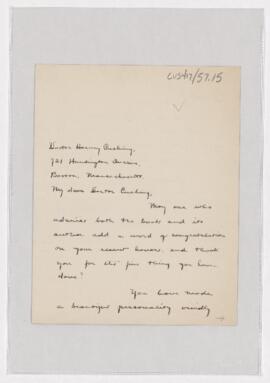 Letter to Harvey Cushing, May 10, 1926