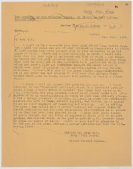 Letter to William Osler, January 21, 1889