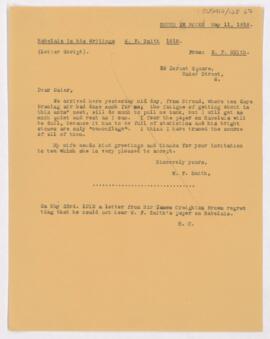 Letter to William Osler, May 11, 1919