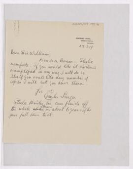 Letter to William Osler, March 22, 1919