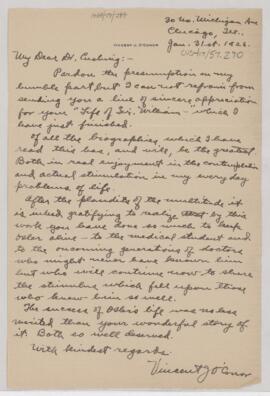Letter to Harvey Cushing, January 31, 1926