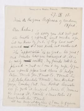 Letter to Herman Theodore Radin, September 27, 1918