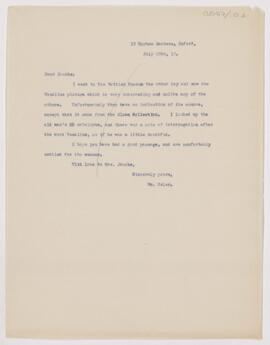 Letter to Henry Barton Jacobs, July 15, 1910