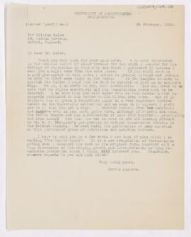 Letter to William Osler, February 21, 1919