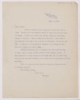 Letter to Henry Barton Jacobs, August 9, 1910