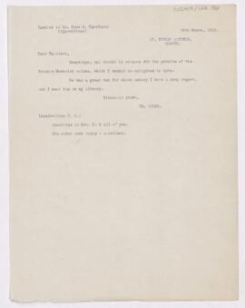 Letter to Ross Granville Harrison, March 18, 1919