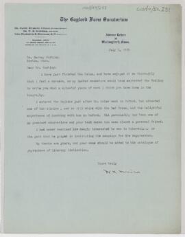 Letter to Harvey Cushing, July 5, 1925