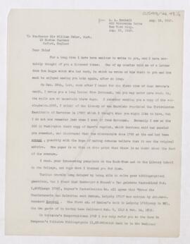 Letter to William Osler, August 19, 1918