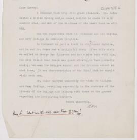 Letter to Harvey Cushing