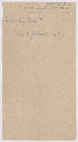 Cushing's notes, (September 30- October 3, 1914)