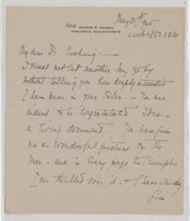 Letter to Harvey Cushing, May 31, 1925