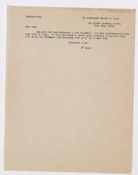 Letter to Walter Hines Page, May 21, 1916