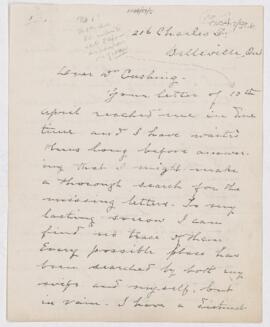 Letter to Harvey Cushing, 1920