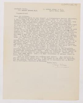 Letter to William Osler, April 30, 1918