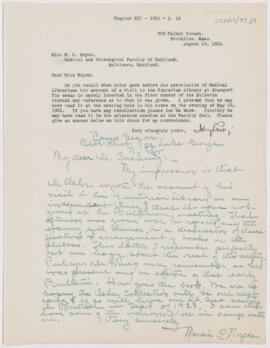 Letter to Marcia C. Noyes, August 19, 1922