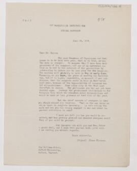 Letter to William Osler, June 19, 1918