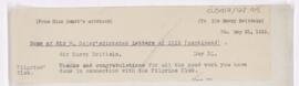 Letter to Harry Brittain, May 31, 1919