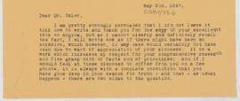 Letter to William Osler, May 2, 1897