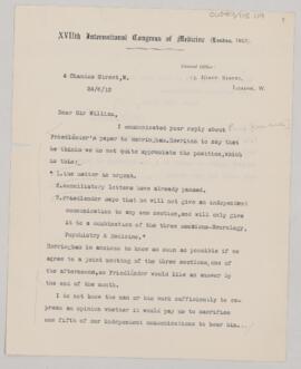 Letter to William Osler, June 24, 1913