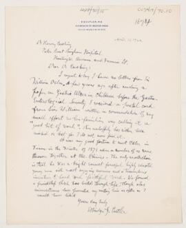 Letter to Harvey Cushing, April 13, 1920