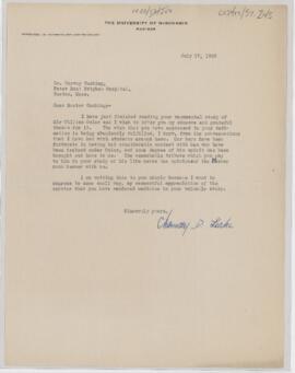 Letter to Harvey Cushing, July 17, 1925