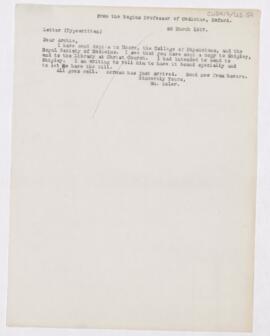 Letter to Thomas Archibald Malloch, March 26, 1917