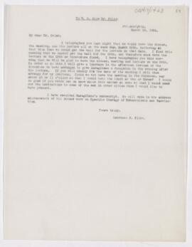 Letter, March 15, 1904