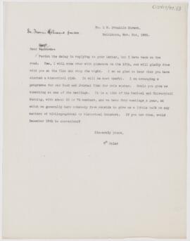 Letter to Francis R. Packard, November 2, 1901