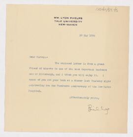 Letter to Harvey Cushing, May 29, 1926
