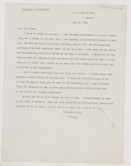 Letter to Russell H. Chittenden, July 28, 1911