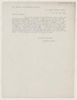 Letter to Harvey Cushing, November 3, 1919