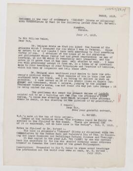 Letter to William Osler