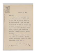 Letter to William Osler, October 19, 1905