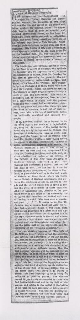 Review of Cushing's "Life of Sir William Osler"