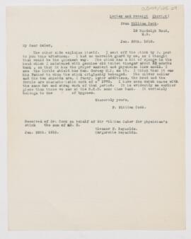 Letter to William Osler, January 28, 1918