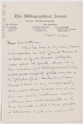 Letter to William Osler, June 30, 1914