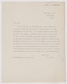 Letter to William George MacCallum, August 15, 1911