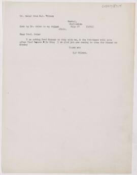 Letter to William Osler, July 27, 1891
