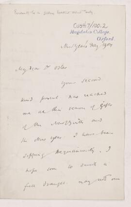 Letter to William Osler, January 1, 1904