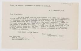 Letter to Frederick Cheever Shattuck, January 4, 1912