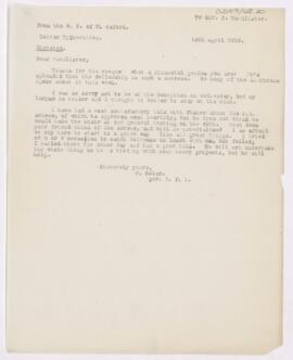 Letter to John Young Walker MacAlister, April 12, 1919